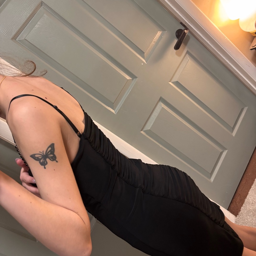 City Studio Black Ruched Mini Dress - Picture 7 of 7